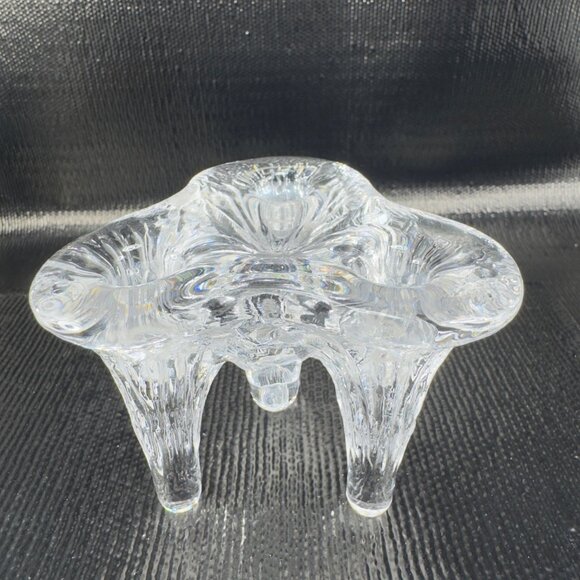 Kosta Boda Goran Warff Glass Icicle Three Candle Holder Clear Crystal Textured - Picture 1 of 13